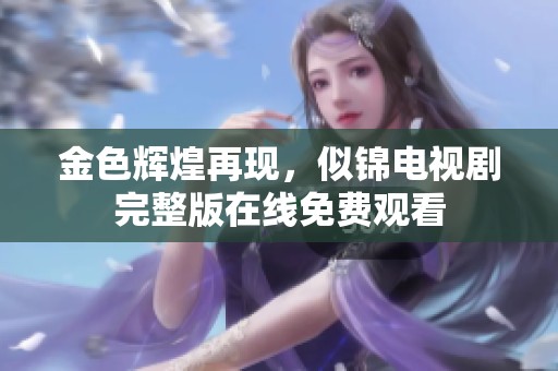 金色辉煌再现，似锦电视剧完整版在线免费观看